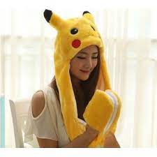 Pikachu Gorro 3 En 1 Gorro Guantes Y Bufanda Pikachu Hat Pokemon Hat Kids Hats