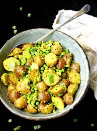 Vegan Indian Style Potato Salad With Turmeric Green Peas Holy Cow Vegan Recipes Recipe Vegan Potato Salads Pea Recipes Potatoe Salad Recipe