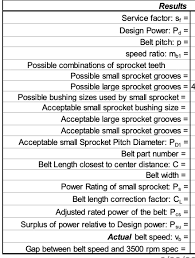 fully specify a timing belt and fill out the resul