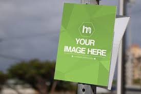 Online Mockup Generator Of A Blank Outdoor Sign Attached To A Post Preview Your Poster Flyer Or Ad Design In A Realistic Enviro Flyer Outdoor Signs Ad Design