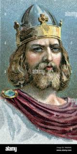 Alfred the Great (849-899) Anglo-Saxon king of Wessex from 871. Defeated  Danes at Edington, Wiltshire. Signed treaty of partition and formalisation  of Danelaw 886 c1920 Chromolithograph Stock Photo