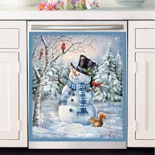 winter snowman kitchen dishwasher
