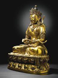 an imperial gilt bronze figure of amitayus buddhist art bodhisattva antique sculpture