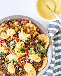 Add onion and cook until soft, 5 minutes, then add ground beef and cook until no longer. The Best Vegan Nachos A Couple Cooks