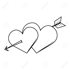 Arrow Through Hearts Love Cartoon Black And White Vector Illustration Royalty Free Cliparts Vectors And Stock Illustration Image 127693595