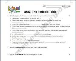 The Periodic Table Quiz Education Lesson Plans Teaching Science Middle School Science