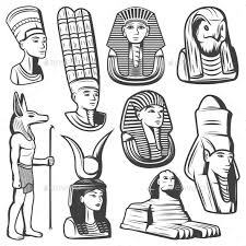 Vintage Monochrome Ancient Egypt People Set Egypt Tattoo Ancient Egypt Art Egyptian Drawings
