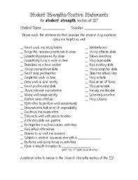 Student's strengths (include a description of the student's behavioral strengths, such as positive interactions with staff, ignoring the inappropriate behavior of peers, accepts responsibility, etc.): Student Strength Statements For Iep Iep Student Sped Teacher