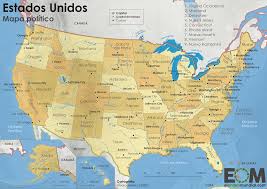 Por su parte, méxico presenta una división política de 31 estados y la ciudad de méxico (que funciona como distrito federal y que, de hecho, antaño recibía ese nombre). El Mapa Politico De Estados Unidos Mapas De El Orden Mundial Eom