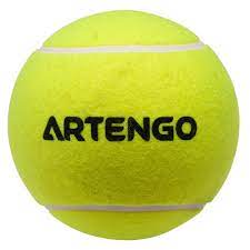Tennis balls are covered in a fibrous felt which modifies their aerodynamic properties, and each has a white curvilinear oval covering it. Tennisball Jumbo Artengo Decathlon