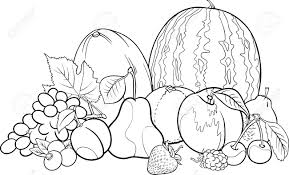 Healthy food coloring page doodle fruits black and white seamless pattern. Black And White Cartoon Illustration Of Fruits Group Food Design Royalty Free Cliparts Vectors And Stock Illustration Image 20172003