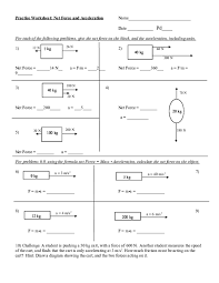 A car accelerates from rest (zero speed) up to a speed of 30 m/s in 12 seconds. Doc Net Force And Acceleration Practice Worksheet 1 Raphael Baer Way Academia Edu