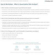Quiz Worksheet What Is Quantitative Risk Analysis Study Com