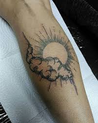 Recreate this black ink design or add some color. Clouds And Sun Sun Tattoos Tattoos Sun Tattoo