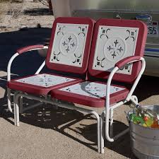 Coral Coast Paradise Cove Retro Metal Outdoor Glider Loveseat Outdoor Glider
