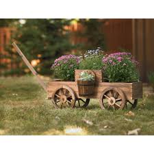 Two Tiered Wagon Planter Model T 15n354mb Lawn Ornaments Fountains Wagon Planter Wooden Wagon Garden Planters