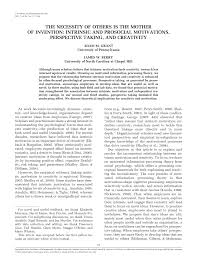 Something that you need, especially in order to live: Pdf The Necessity Of Others Is The Mother Of Invention Intrinsic And Prosocial Motivations Perspective Taking And Creativity