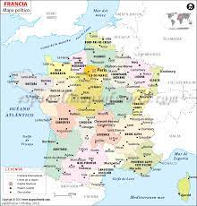 Mapa de francia político (con nombres de ciudades y regiones); Mapa De Francia