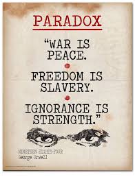 War Is Peace Freedom Is Slavery Ignorance Is Strength Poster Nineteen Eighty Four Paradox Quote Educational Art Print Etsy Paradox Quotes Literary Terms George Orwell