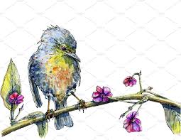 Bird Sitting On Branch Painting Watercolor Bird Sitting On A Tree Watercolor Bird Ink Illustrations Watercolor And Ink