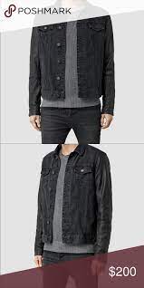 New Allsaints Leather Denim Jacket Coat Denim Coat Jacket Denim Jacket Leather Denim