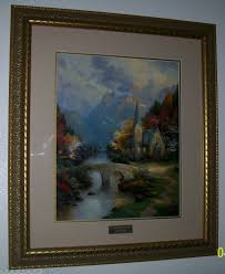 Rare Home Interior Framed Thomas Kinkade Mountain Chapel Library Edition Picture Thomas Kinkade House Interior Pictures