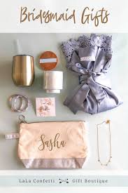 This bridesmaid gift guide features my fave personalized gifts for your bridal party. Cute Bridesmaid Gift Ideas Wedding Gifts For Bridesmaids Diy Bridesmaid Gifts Bridesmaid Gift Bags