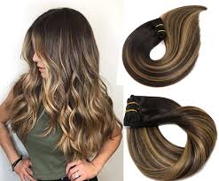 Go to a salon regularly for a. Amazon Com Clip In Human Hair Extensions Thicken Double Weft 9a Brazilian Hair 120g 7pcs Natural Black To Honey Blonde Highlight Black Full Head Silky Straight 100 Human Hair Clip In Extensions