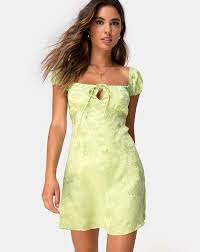 Gaval Mini Dress In Satin Rose Lime In 2020 Dresses Mini Dress Latest Fashion Dresses