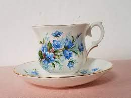 Vintage Crown Fine Bone China Staffordshire England Blue Bell Etsy Blue Bell Flowers Fine Bone China Tea Cups Vintage