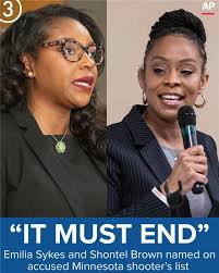 Two Northeast Ohio members of Congress, Rep. Shontel Brown (D-11) and Rep.  Emilia Sykes (D-13), have confirmed that they are among the lawmakers  included in the suspected Minnesota gunman's writings and list