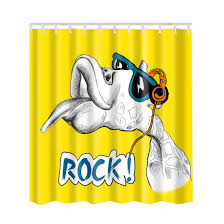 Mosaic before flipping on the bathroom wall. Artown Rock Giraffe Shower Curtain Cute Animal Song Theme With Headset Glasses Funny Vintage Design Yellow Arts Waterproof Polyester Bathroom Decor Sets With 12 Hooks 72 X 72 Inches Long Buy Online