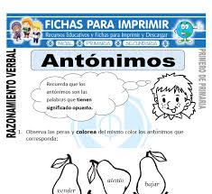 ¡escoge todas las que quieras! Antonimos Para Primero De Primaria Fichas Para Imprimir