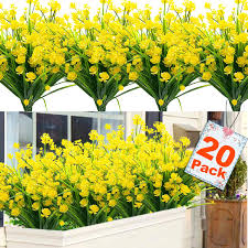 Find new faux flowers & plants for your home at joss & main. 20 Bundles Artificial Flowers For Outdoor Decoration Uv Resistant Faux Outdoor Plastic Greenery Shrubs Plants Artificial Fake Flowers Hanging Planter Kitchen Home Wedding Office Garden Decor Yellow Buy Online In Bahamas At