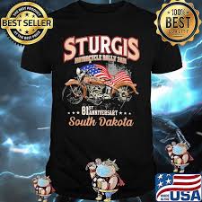 The sturgis motorcycle rally is the largest motorcycle rally in the world. Sturgis Motorcycle Rally 2021 81st Aniversary South Dakota American Flag Shirt