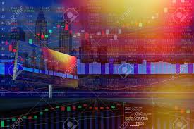 Double Exposure Of Stocks Market Chart On Display Concept With