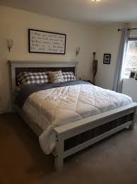 Diy Farmhouse Bed Queen Version Diy Farmhouse Bed Bed Plans Rustic Bedding
