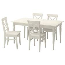 Laneberg Ekedalen Table And 4 Chairs White White Light Gray Ikea Dining Room Table Chairs Ikea Table And Chair Sets