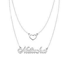 Crafted by our skilled designers, we are bringing for you this silver unique name necklace. 925 Sterling Silver Personalized Double Chain Name Necklace With Heart Pendant Custom Made With Any Name Buy Online In Romania At Desertcart Ro Productid 44654532