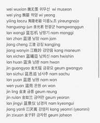 The same thing goes with korean city names. æ–½æƒ  æˆ'ä»¬ä¸€ç›´åœ¨ On Twitter Anyways Compiled For My Own Reference Initially For The Krn Novel Cql S Krn Broadcast But Here Are The Korean Names Of The Mdzs Cql Characters And Places