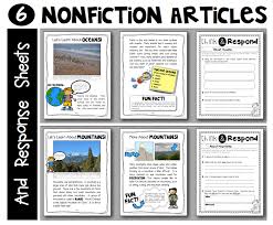 Sample Nonfiction Articles And Student Response Sheets For Learning About Landforms Su Teaching Social Studies First Grade Science Social Studies Classroom
