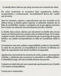 ✍️🇦🇷 La familia Messi emitió un comunicado por el estado de salud del  padre de Lionel, Jorge, quien está atravesando una situación delicada. Más  detalles en TNTSports.cl 📲 Link en la BIO 📍