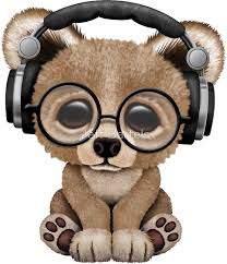 Blue Baby Bear Dj Wearing Headphones Baby Animal Drawings Animal Drawings Animals