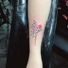 Combined Lilac And Rose Flower In One Stem Clients Idea Coloredtattoo Flowertattoo Lilactattoo Rosetattoo Gorlswith Lilac Tattoo Tattoo Artists Rose Tattoo