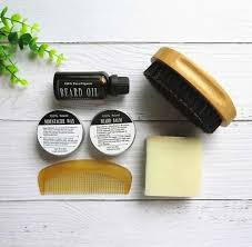 Natural Beard Care Set With Comb Leave In Beard Oil Balm And Wax For Styling Skaeg Pleje Skaeg