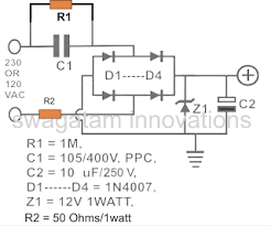 Transformerless Power Supply Power Supply Circuit Electronics Circuit Circuit Projects