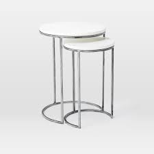 Round Nesting Side Tables White Marble Antique Nickel Side Table Marble Side Tables Nesting Tables