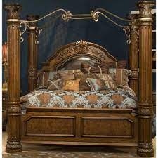 Aico Monte Carlo Ii Cafe Noir Queen Canopy Bed Ai N53000q 46 Canopy Bedroom Sets Queen Canopy Bed Bed Design
