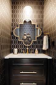 It can become your creative outlet and a place where you can practice everything. Brilliant Design Sponge Wallpaper Transitional Powder Room Image Ideas With Kitchen And Bath Fixture Powder Room Wallpaper Powder Room Design Powder Room Decor