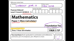 New Spec 9 1 Gcse 2017 Set 1 Paper 1 Foundation Non Calculator Youtube